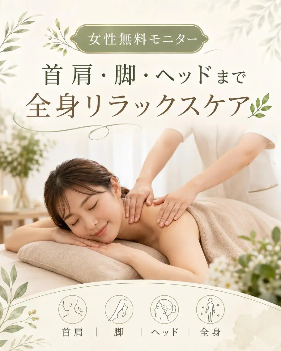 【女性限定・無料モニター】首肩・脚・ヘッドまで全身リラックスケア🌿の写真