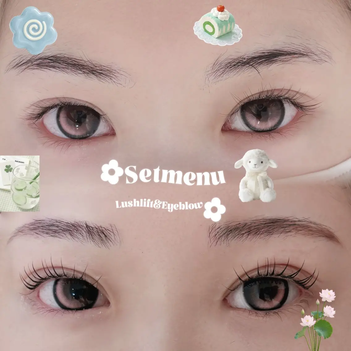 🉐💌 setmenu  ✿*  フラットラッシュ80分付け放題+アイブロウWAX🍓の写真