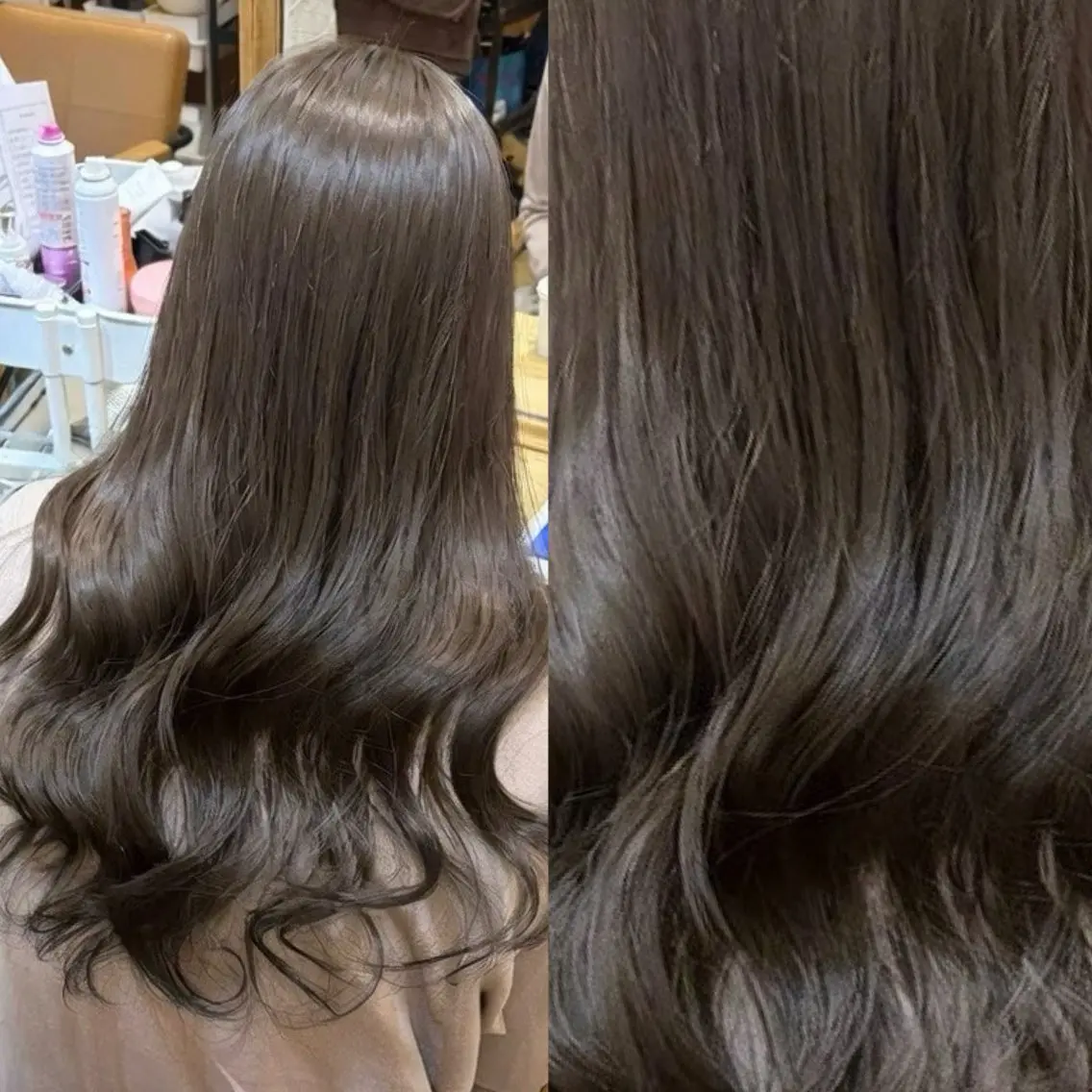 ロング カラー アッシュ ベージュカラー ブリーチ ケアカラー 透明感カラー カット ヘアカラー トリートメント 髪質改善Wカラー ウルトワのアユカのヘアスタイル