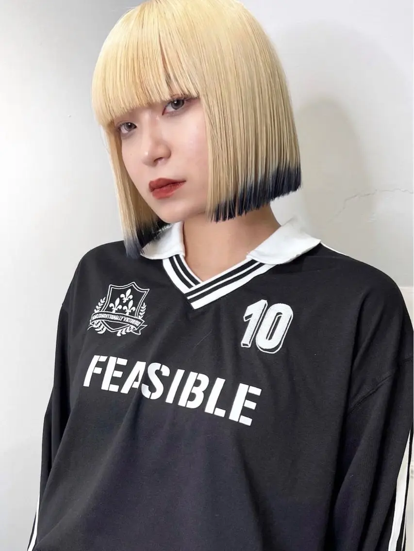 ショート カラー 切りっぱなしボブ ブリーチ ケアブリーチ ボブ トリートメント 🧡色落ちまで2度 楽しめる🧡ヨシキのヘアスタイル