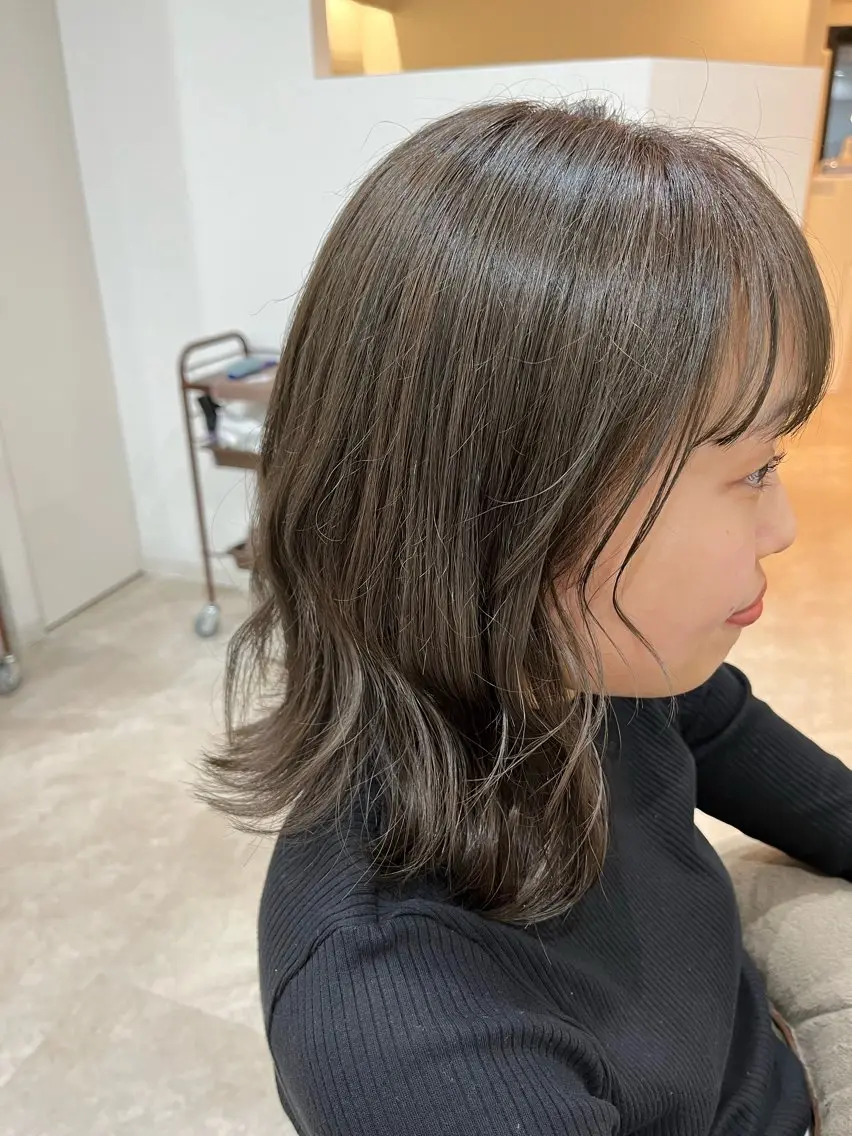 セミロング カット ヘアカラー 暖色ボブ 🍊rikakoのヘアスタイル