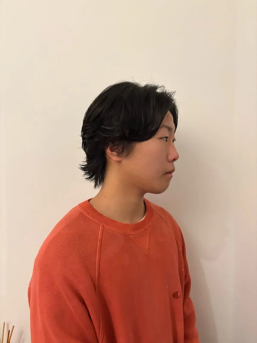 パーマ メンズ センターパート フェザーパーマ メンズ韓国風 マッシュウルフ マッシュ カット パーマ 名古屋/メンズカット パーマ/シュンペイのヘアスタイル