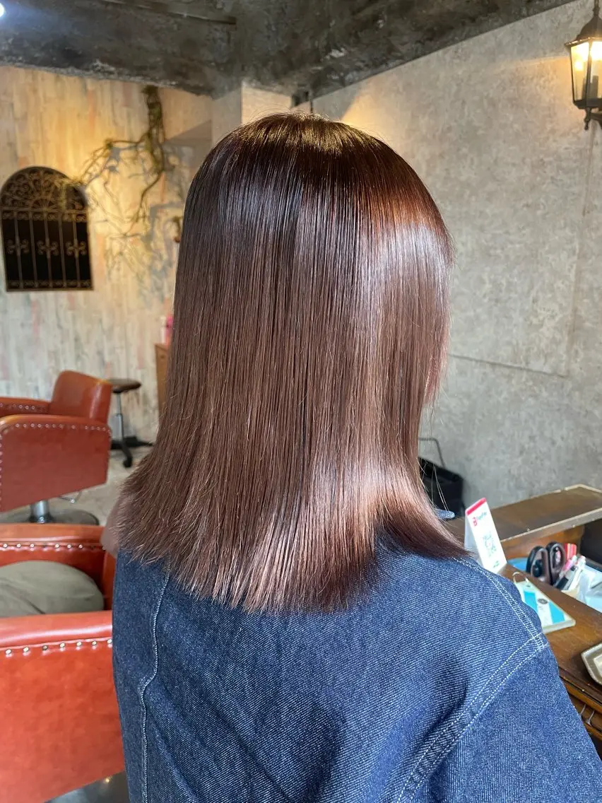 ミディアム 髪質改善 トリートメント ヘアカラー トリートメント Rounds縮毛矯正 髪質改善 rihoのヘアスタイル