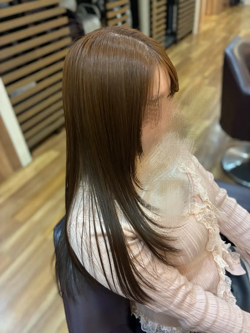 ロング カラー ベージュカラー ピンクカラー ピンクベージュ トリートメント 永山 ありやのヘアスタイル