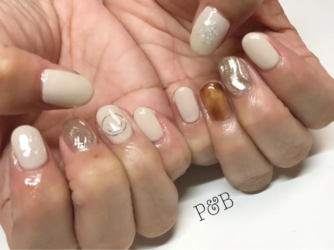 ネイル べっ甲ネイル ミラーネイル Lii【リー】 _picoのネイルデザイン