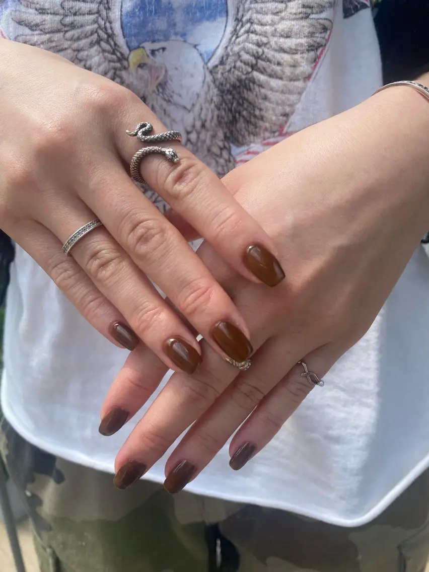 ネイル ブラウン ワンカラーネイル 25nail Erikaのネイルデザイン