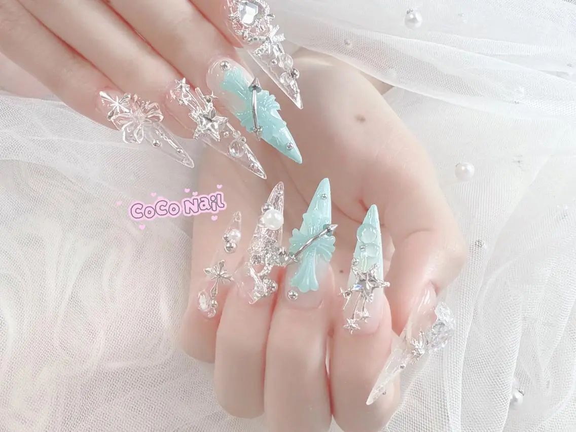 ネイル 成人式 大理石ネイル(マーブル) リボン 夏ネイル ネイルチップ ハンドネイル Mi Na Nail Salonのネイルデザイン