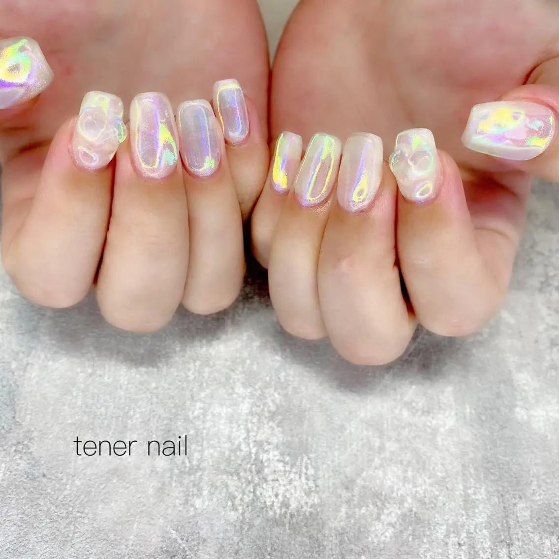 ネイル 氷ネイル・うるうるネイル ホワイト テネルネイル tener nailのネイルデザイン