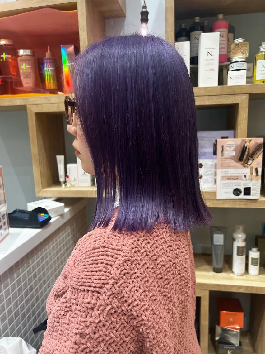 ミディアム パープルカラー カット ヘアカラー ハイトーン特化🫧 Yuseiのヘアスタイル