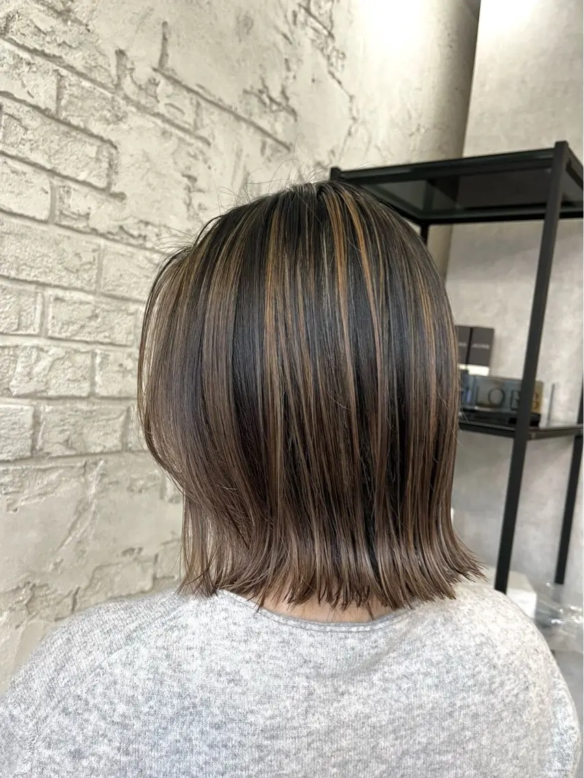 ミディアム ハイライト 艶髪ブリーチカラー 💗manaka💗のヘアスタイル