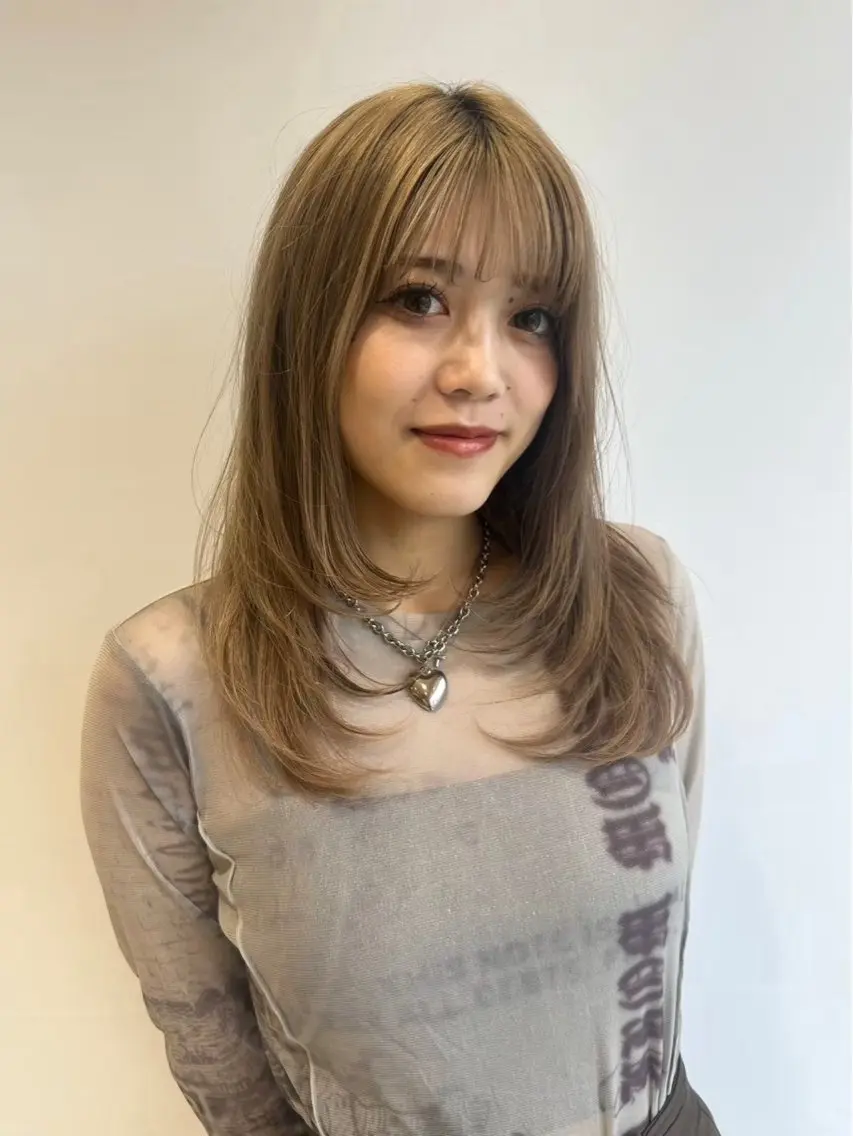 ロング カラー ヘアカラー トリートメント 艶カラー/レイヤー カット/いくののヘアスタイル
