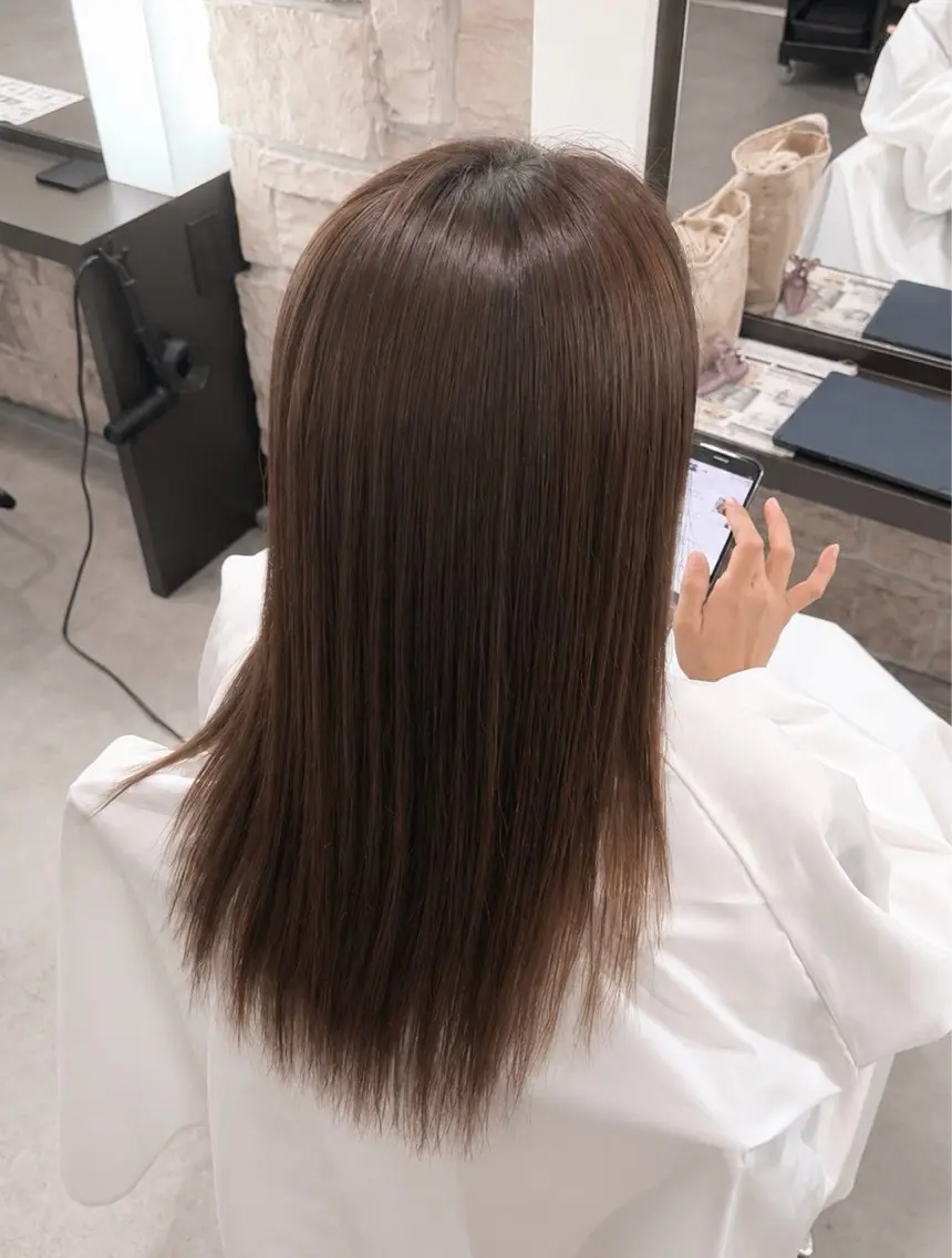 セミロング 縮毛矯正 葛原 実愛のヘアスタイル