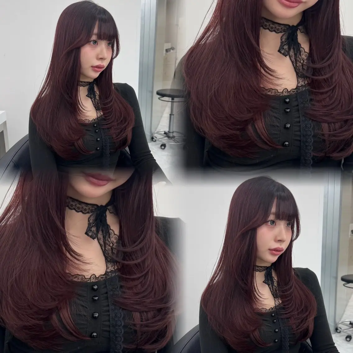 ロング カラー ピンクカラー レッドカラー カット ヘアカラー トリートメント 🪽天神/うる艶 /トレンドヘア🪽のヘアスタイル