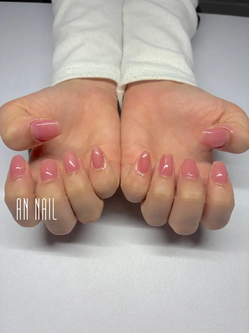 ネイル ワンカラーネイル ピンク ハンドネイル AN Nailのネイルデザイン