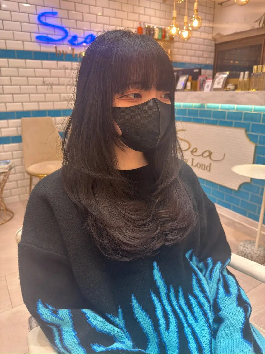 ロング カラー 透明感カラー くびれヘア 髪質改善 韓国風ヘア レイヤーカット 韓国ヘア/巻ける 縮毛矯正/リョウヤのヘアスタイル