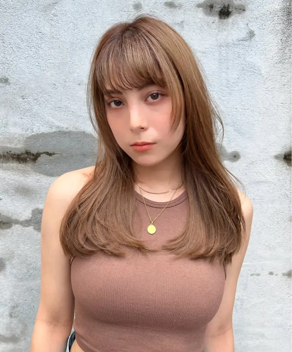 ロング カラー カット ヘアカラー トリートメント 吉ヶ別符 亮祐のヘアスタイル