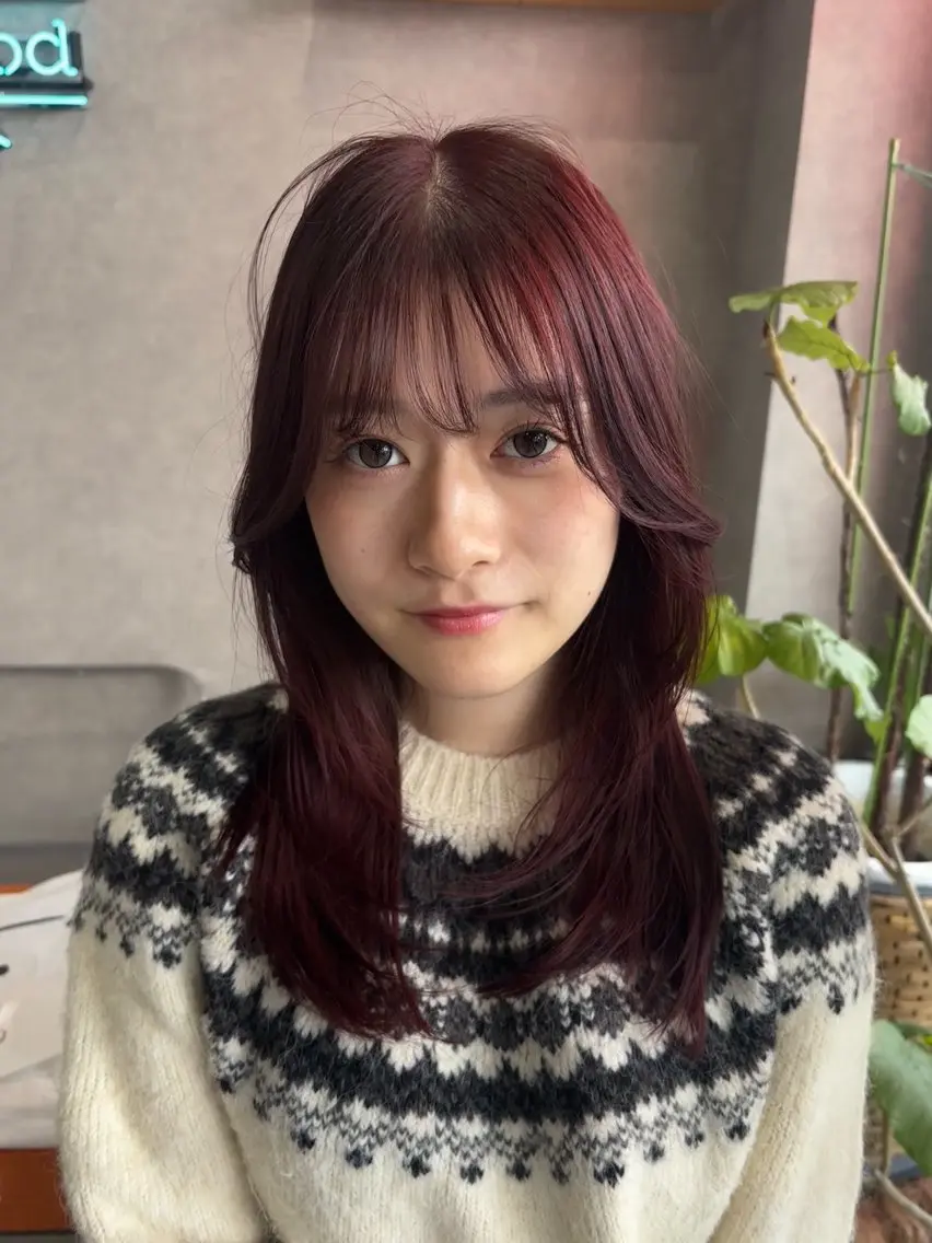 セミロング カット ヘアカラー トリートメント 山岸 未玖のヘアスタイル