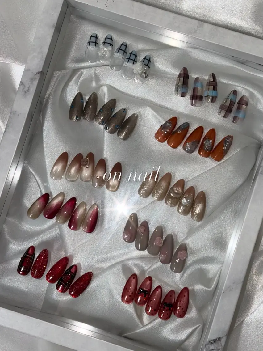 ネイル ボルドー ブラウン ハンドネイル on nail 尾張旭三郷店のネイルデザイン