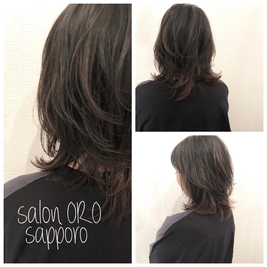 ミディアム カラー ハイライトカラー ハイライト レイヤーカット ウルフカット カット ヘアカラー トリートメント 平川 友希子のヘアスタイル
