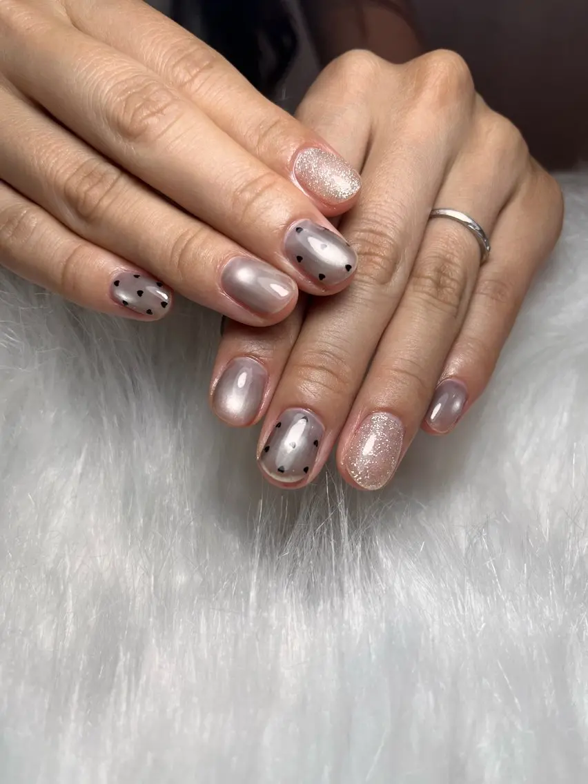 ネイル ドット ハート マグネットネイル ハンドネイル ハンドケア Air's nailのネイルデザイン