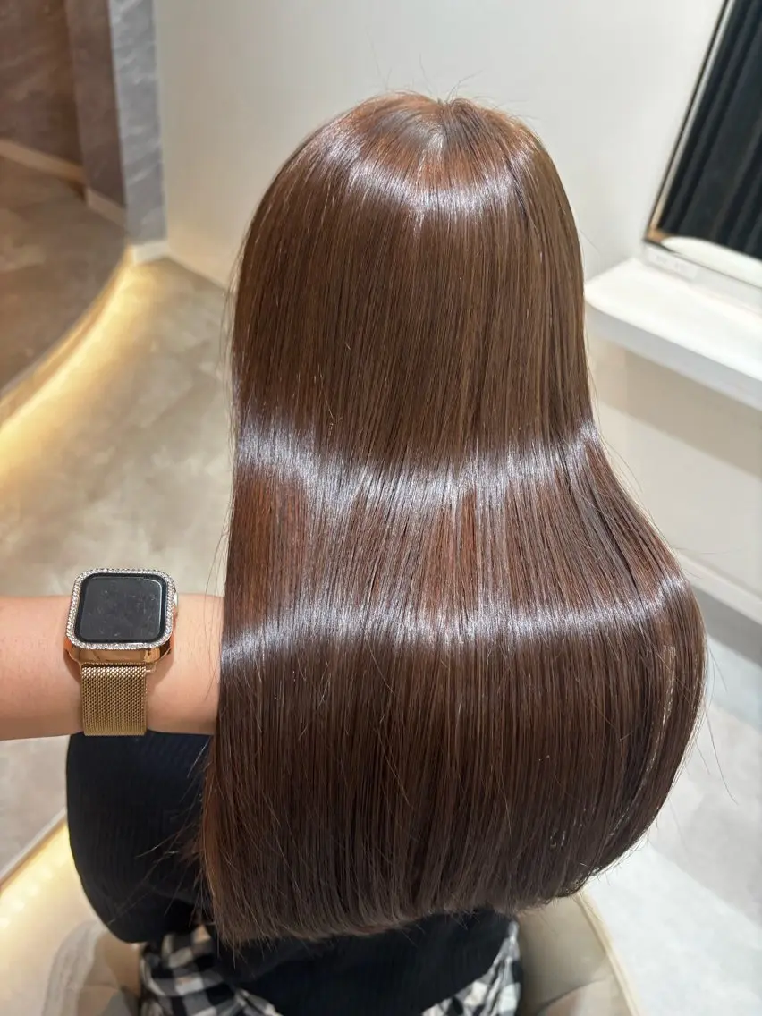 ロング カラー パーマ ヘアアレンジ メンズ キッズ 縮毛矯正 トリートメント 🤍韓国風レイヤー/ 艶髪🤍鳥越美羽のヘアスタイル