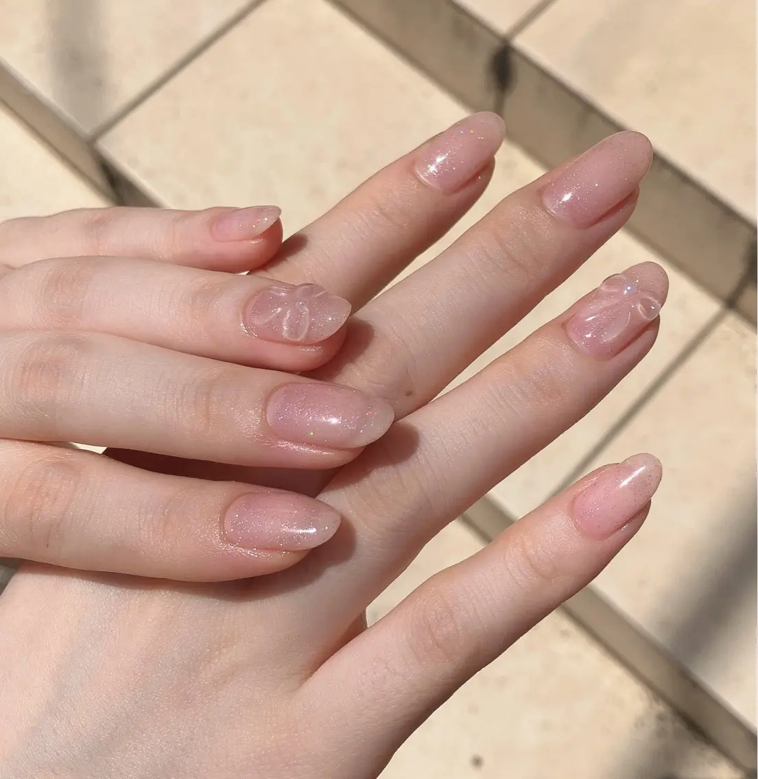 ネイル ワンカラーネイル リボン ハンドネイル nails 🎀meのネイルデザイン