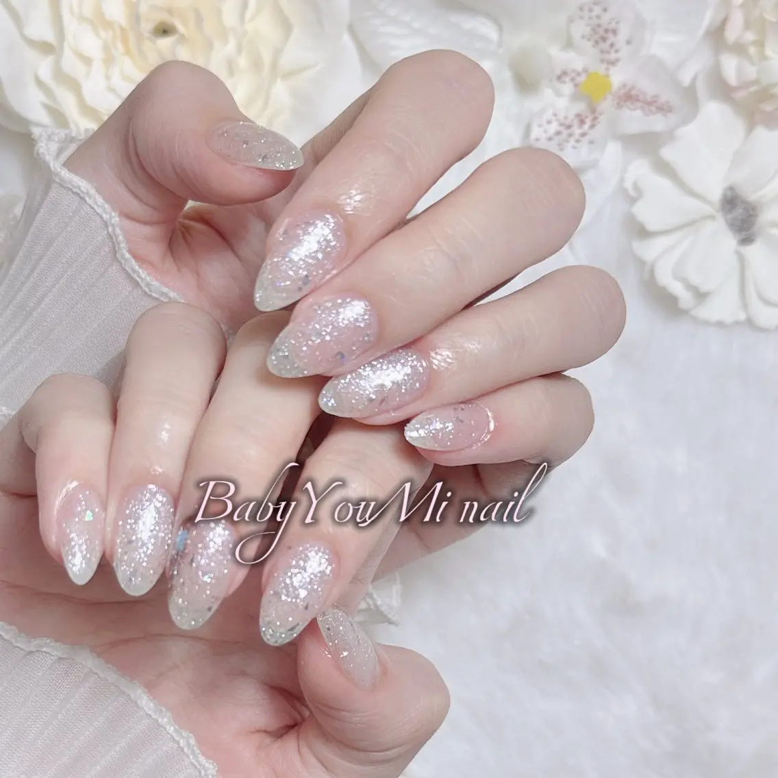 ネイル オーロラネイル チークネイル 成人式 フットネイル フレンチネイル ハンドネイル BabyYouMi nailのネイルデザイン