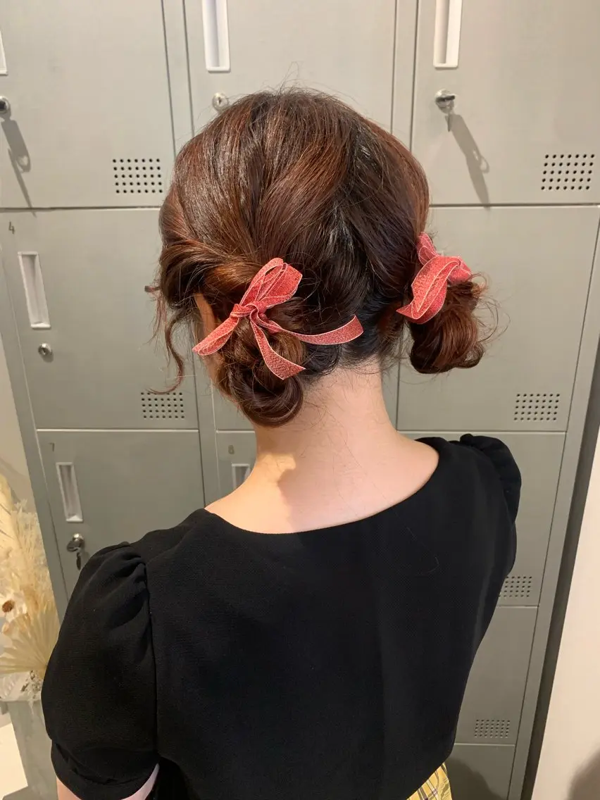 セミロング ヘアアレンジ ヘアセット ブリーチ/アレンジ 天満/chihiroのヘアスタイル