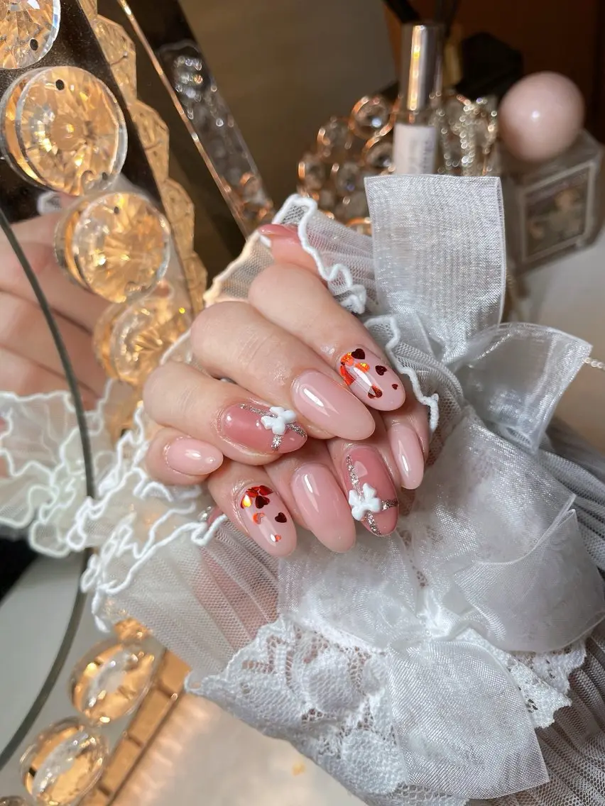 ネイル 24時まで❤︎韓国、 ワンホンネイルのネイルデザイン