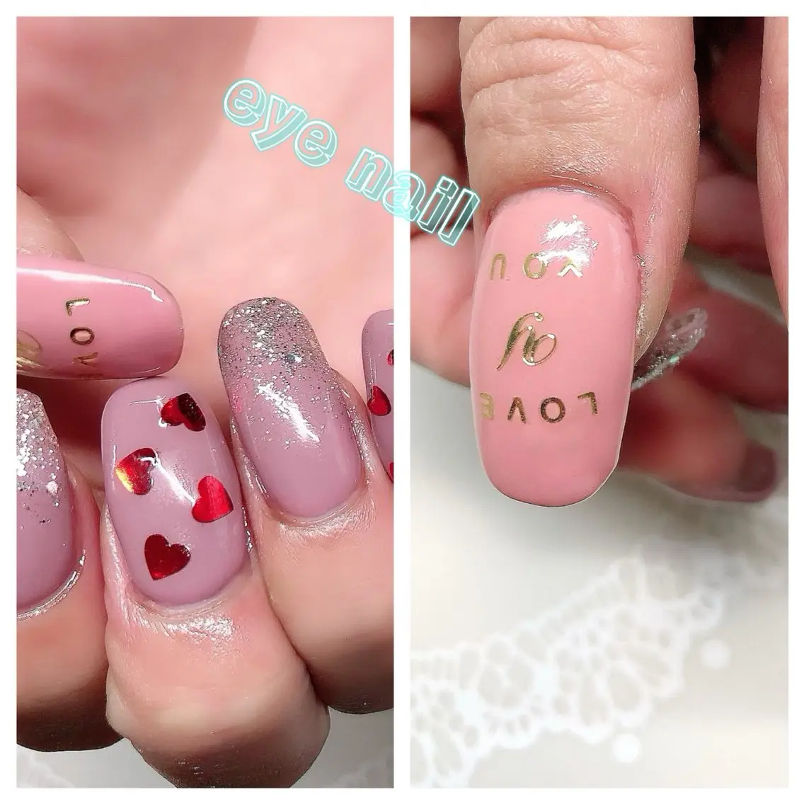 ネイル ゴールド ハート ホログラムネイル ラメ(グリッター) 持ち込み Eye nailのネイルデザイン