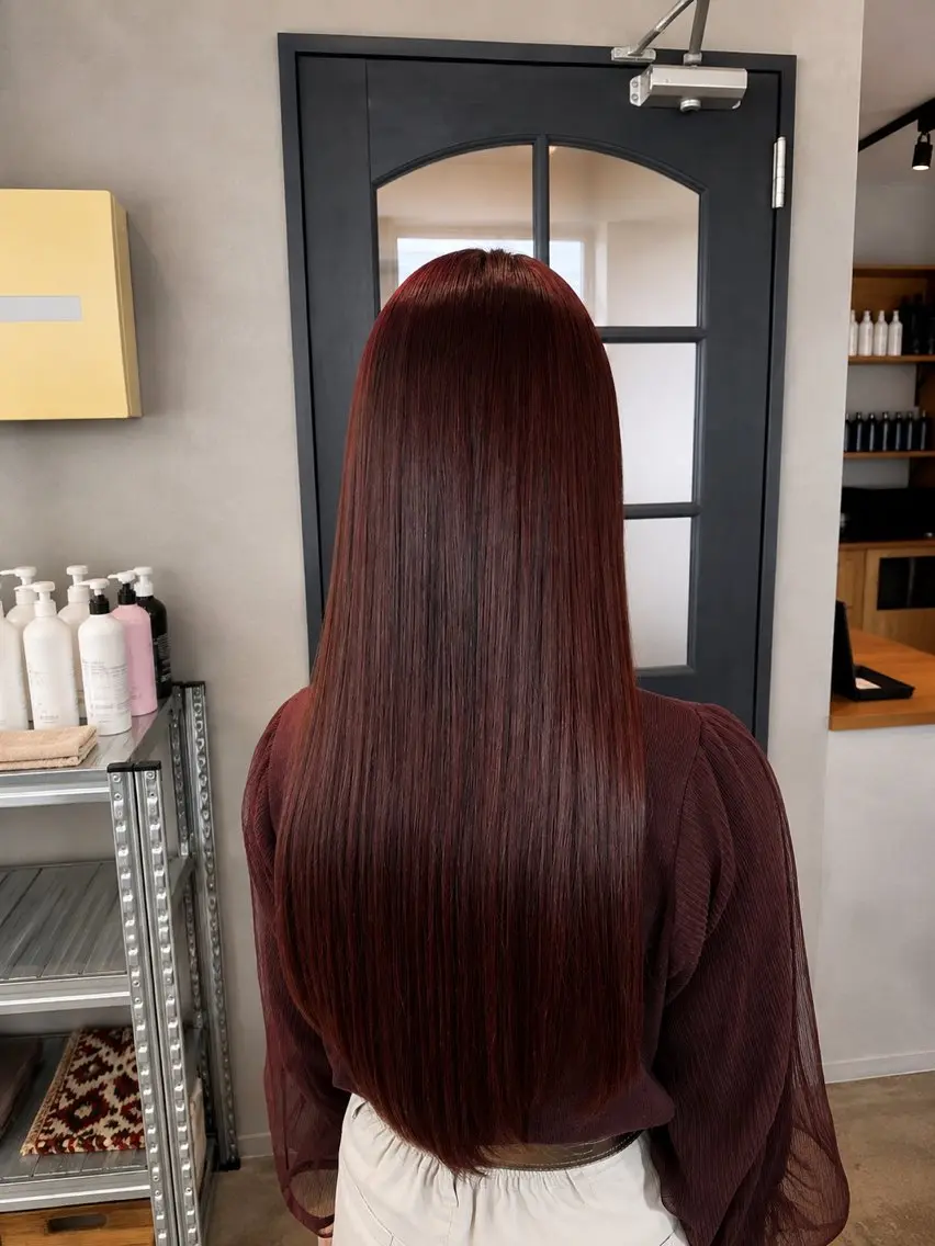 ロング 酸性ストレート カット 縮毛矯正 トリートメント タカサキ ケイタのヘアスタイル