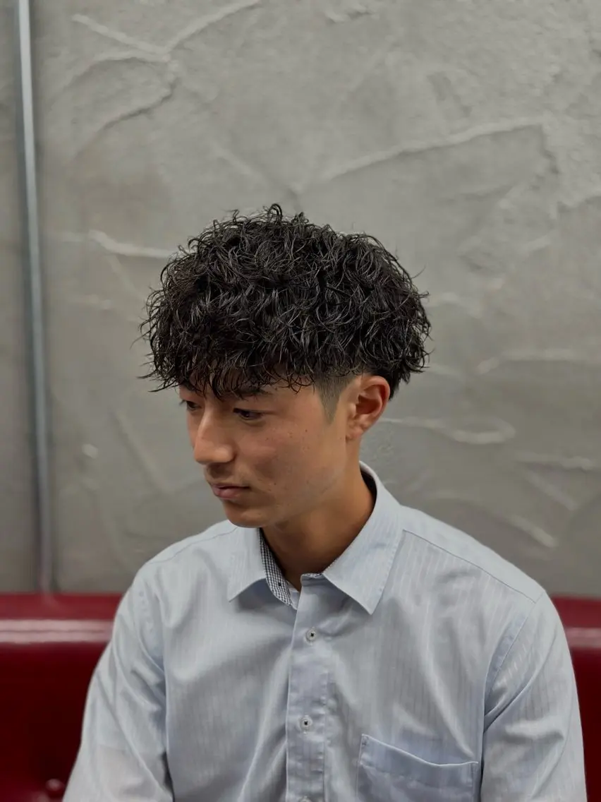ショート メンズ マッシュ カット パーマ 西田 龍我のヘアスタイル