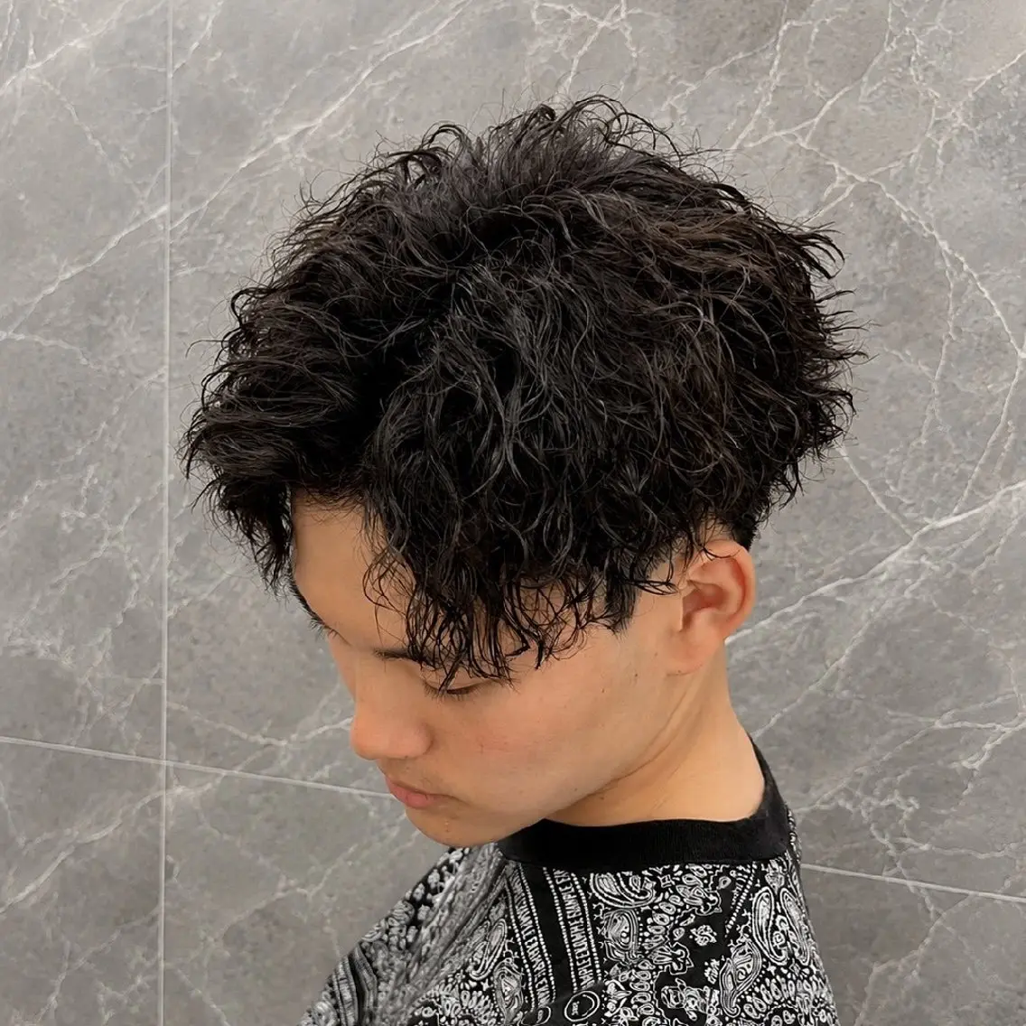 パーマ メンズ メンズサロン|京都| 波巻きパーマ|れいなのヘアスタイル