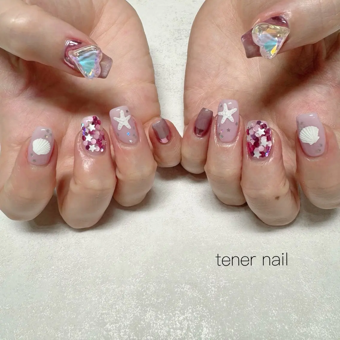 ネイル ハート ハンドネイル テネルネイル tener nailのネイルデザイン