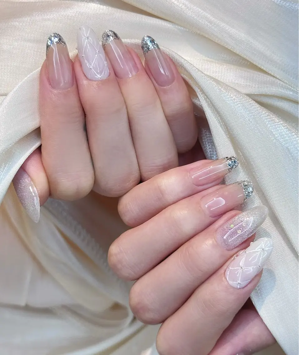ネイル アートネイル カジュアル クリアネイル 長さ出し フラッシュネイル ハンドネイル July.nail ジュライ ネイルのネイルデザイン