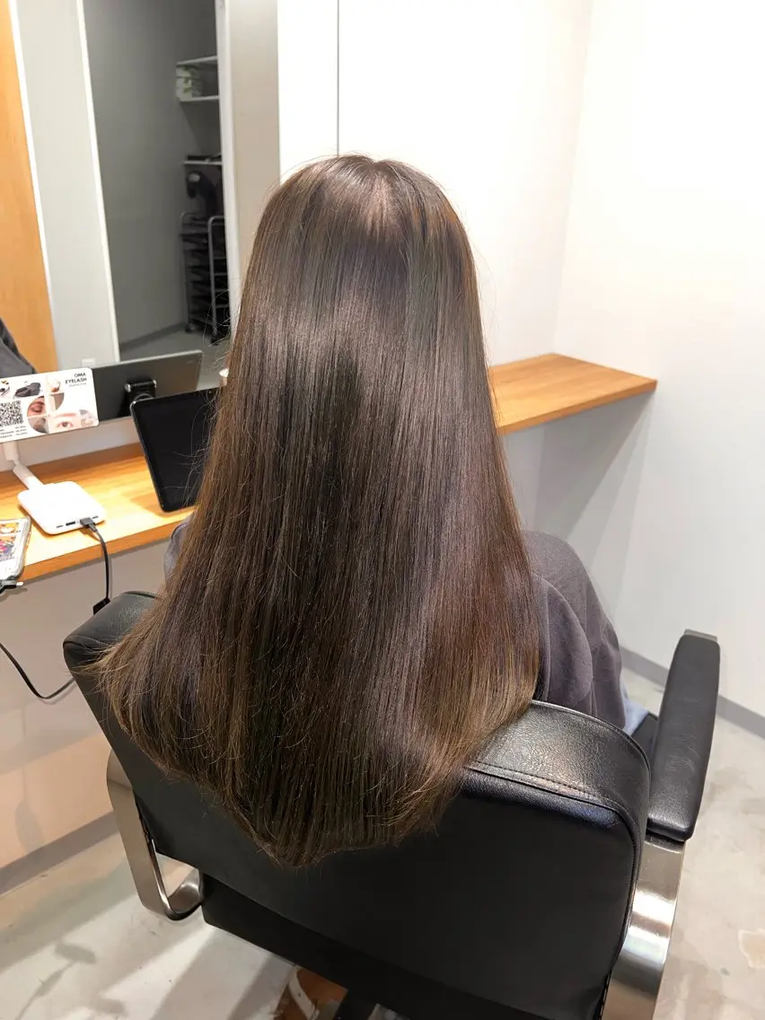 ロング カット 縮毛矯正 トリートメント omaリュウガ/縮毛 矯正/透明感カラーのヘアスタイル