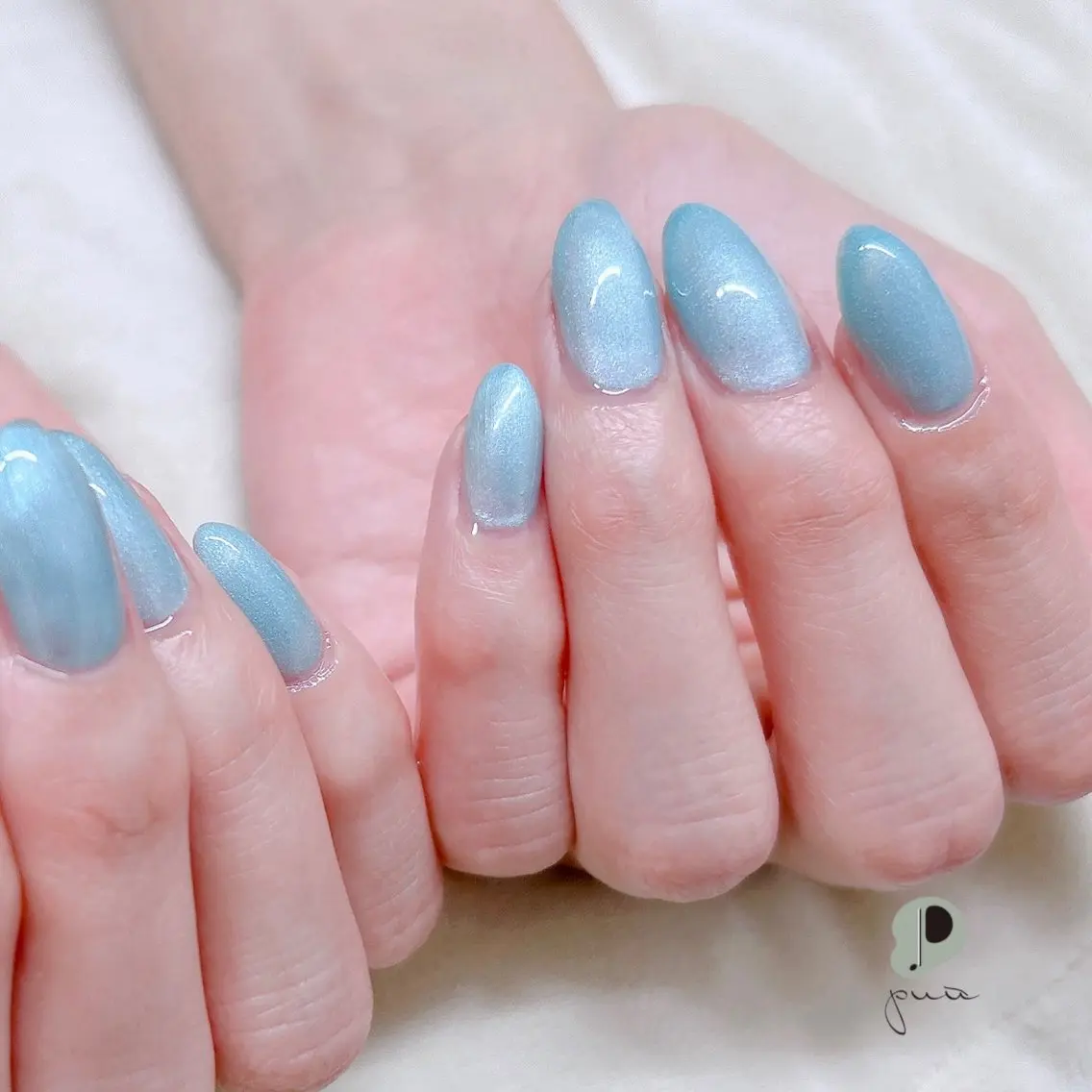 ネイル ブルー ジェルネイル ワンカラーネイル ハンドネイル Nail salon puu kyotoのネイルデザイン