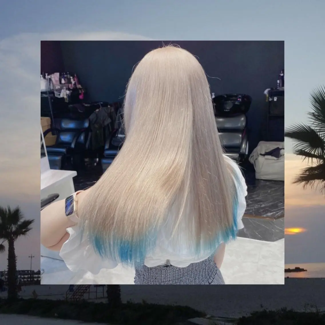ロング カラー パーマ ヘアアレンジ メンズ キッズ ネイル マツエク・マツパ アイブロウ 🎀ハイトーンNo .1🩵NaGiSaのヘアスタイル