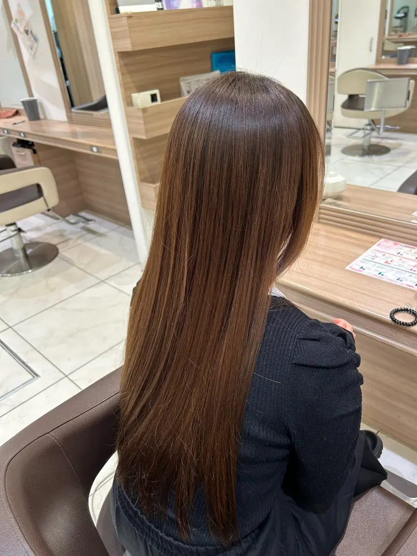 ロング カラー パーマ ハイトーン/レイヤー 藤田健太郎のヘアスタイル