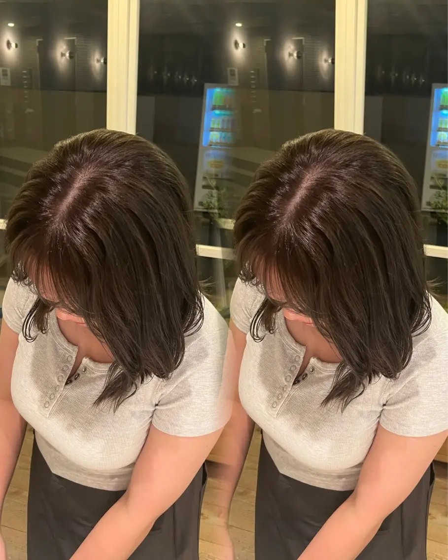 ミディアム カラー ベージュカラー 透明感カラー オリーブベージュ カット ヘアカラー 『YARD.』 森崎 優菜のヘアスタイル