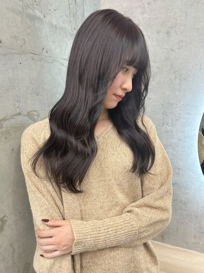 ロング カラー ベージュカラー ブリーチ ブラウンカラー ショコラグレージュ チョコレートブラウン めぐみ/レイヤー🤎 ブリーチなしカラーのヘアスタイル