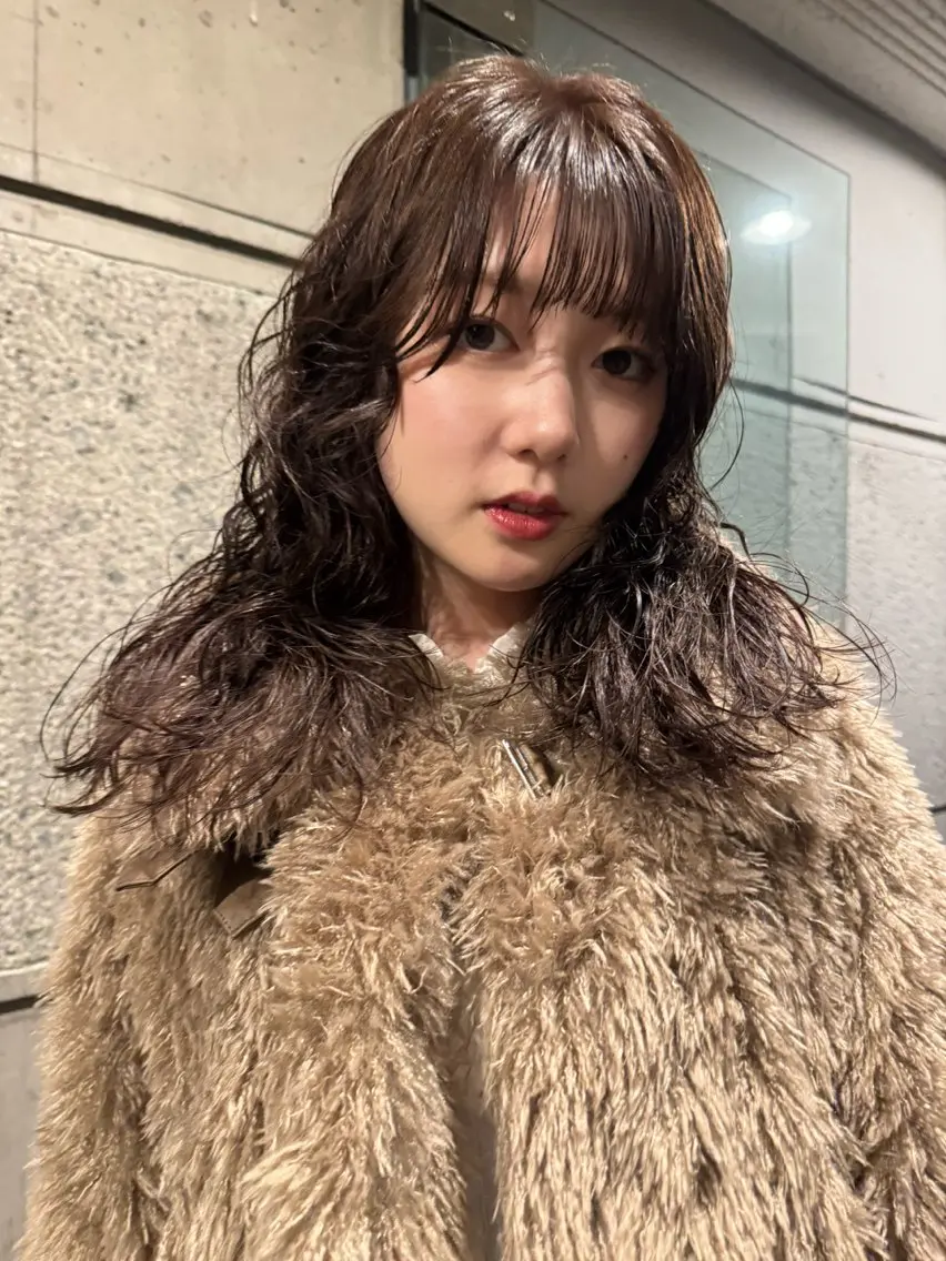 ミディアム カラー パーマ ミディアムパーマ レイヤーカット 🍈yurina 福岡/パーマ🍈のヘアスタイル