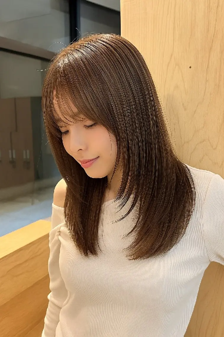 セミロング レイヤーカット カット ヘッドスパ 小川 真奈/高松市一 宮町【delay】のヘアスタイル