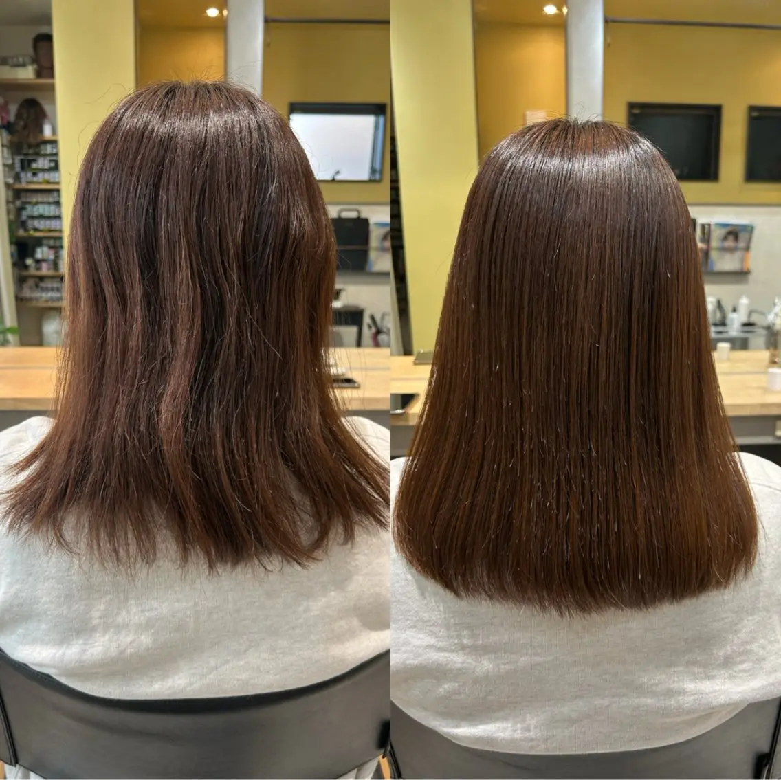 セミロング パーマ ストレートパーマ カット 縮毛矯正 トリートメント hubhair レイヤー/透明感のヘアスタイル