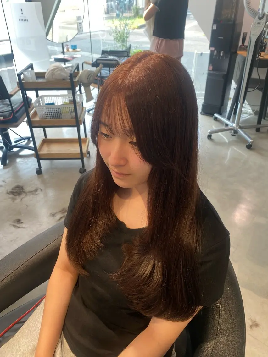 ロング カラー カット ヘアカラー トリートメント APREKO 葵のヘアスタイル