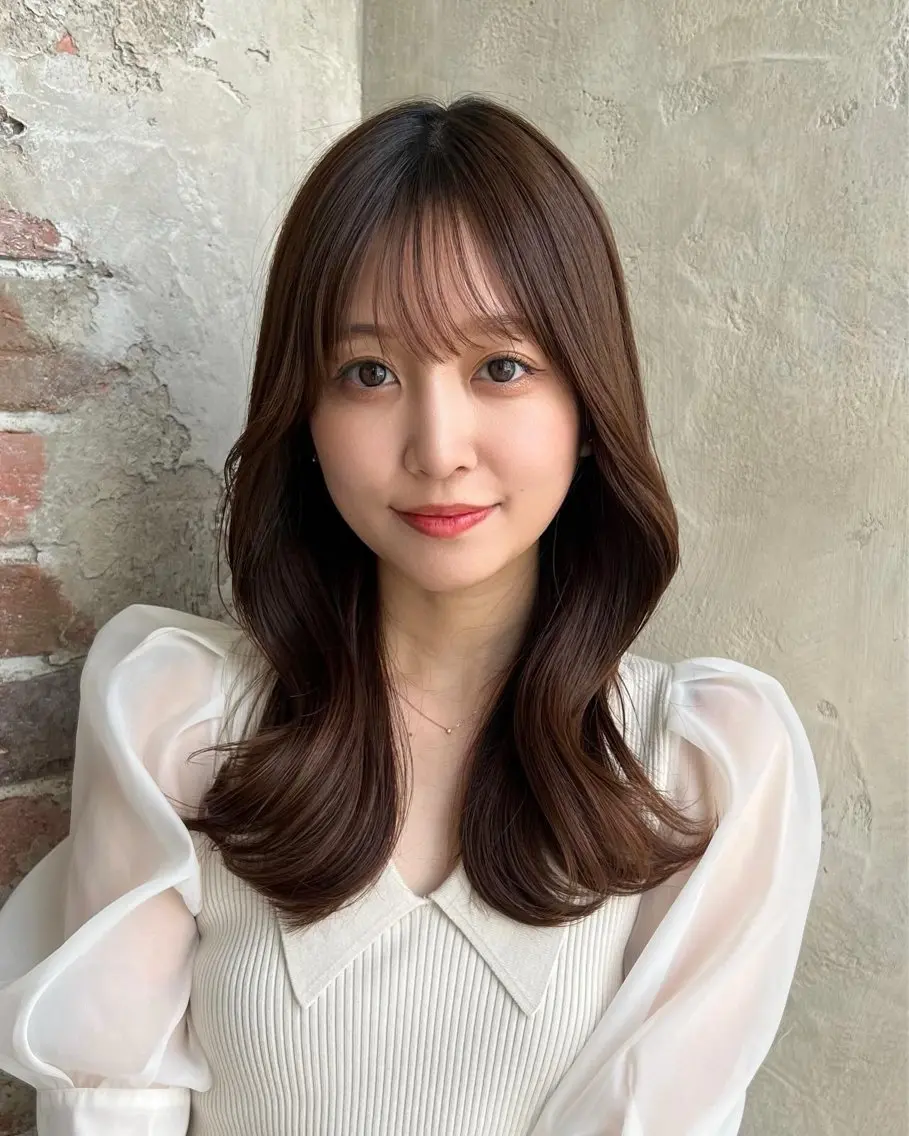 セミロング くびれヘア 顔周りカット レイヤーカット カット ヘアカラー トリートメント 🧡くびれヘア/前髪 顔周り🧡久原結衣のヘアスタイル