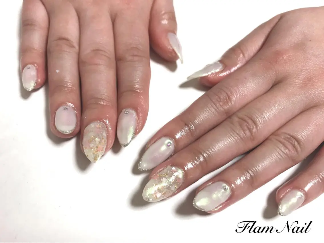 ネイル オーロラネイル ミラーネイル Flam Nailのネイルデザイン