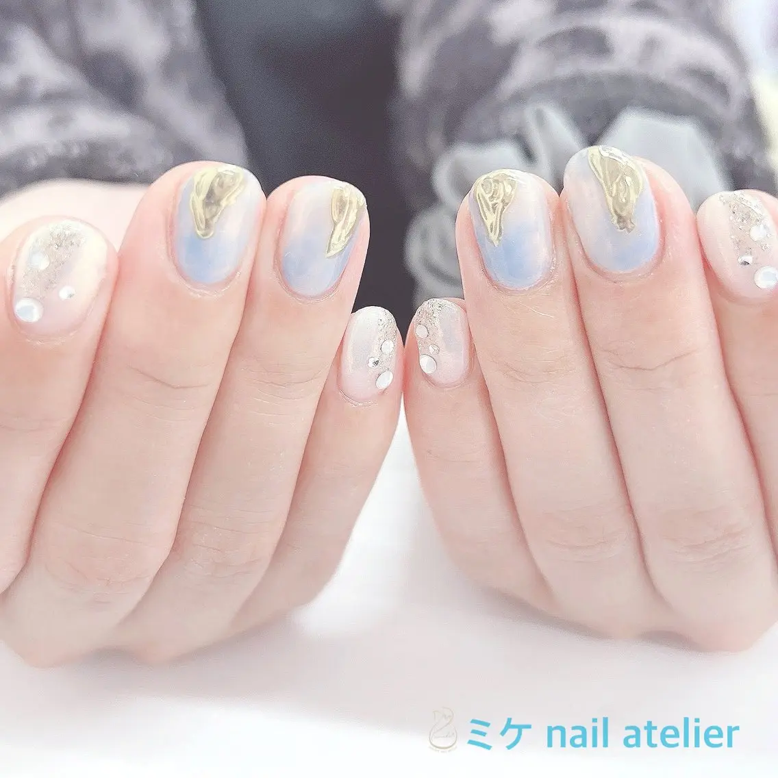 ネイル アートネイル ジェルネイル ミラーネイル ニュアンスネイル 冬ネイル ハンドネイル h. rikaのネイルデザイン