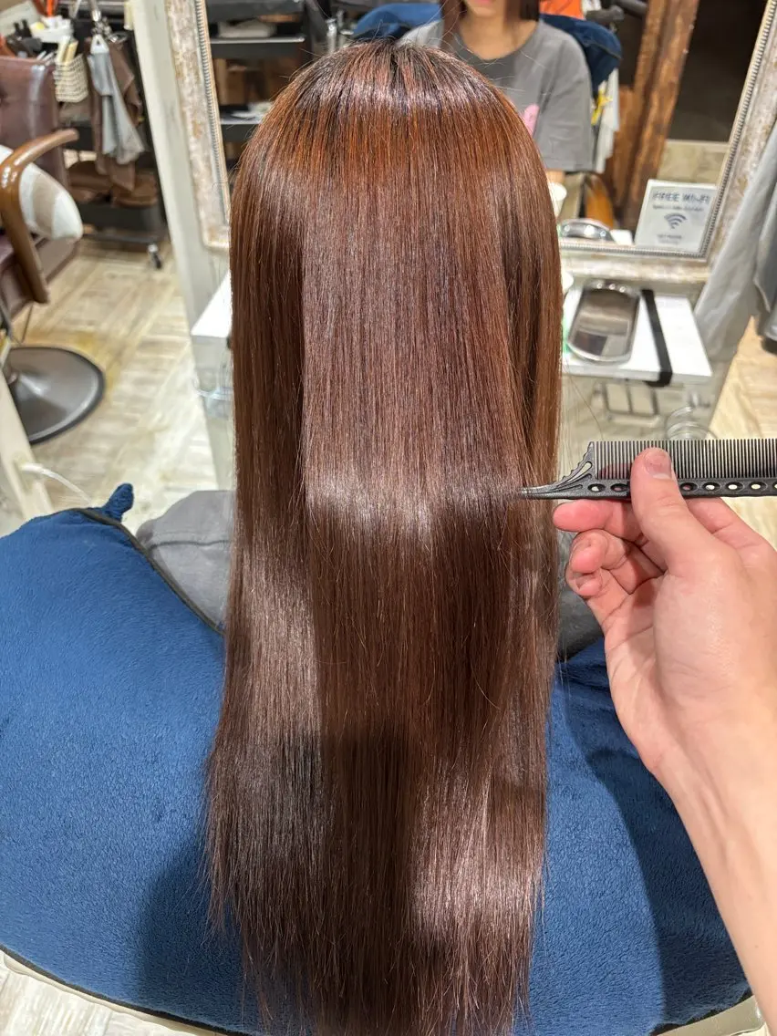縮毛矯正 トリートメント 艶カラー/縮毛矯正 まなとのヘアスタイル