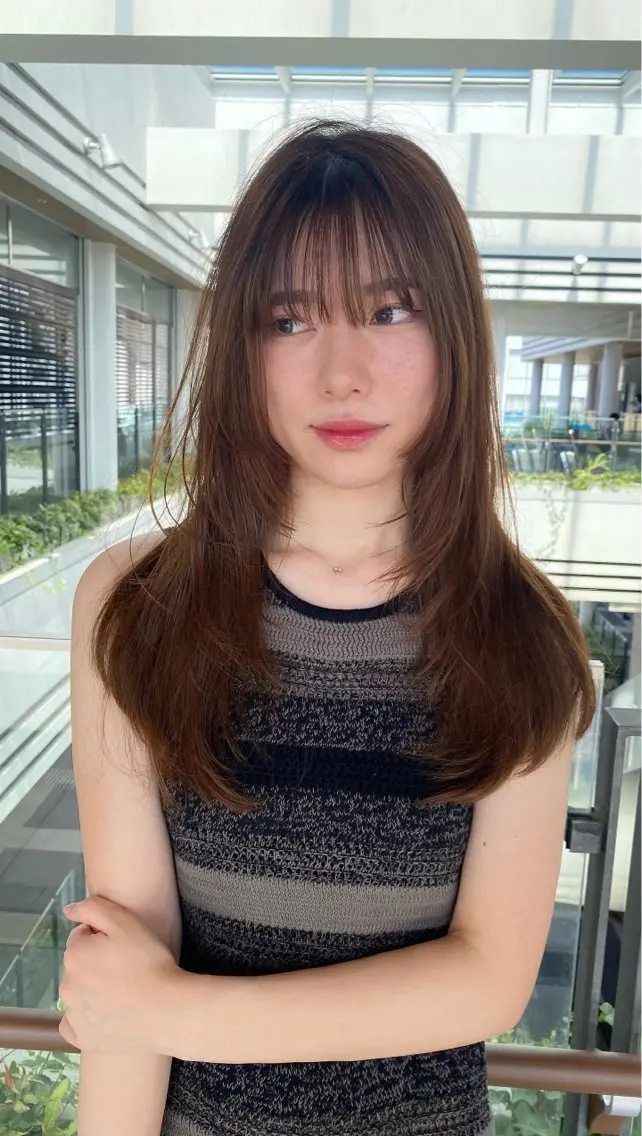 セミロング カラー 縮毛矯正 RURI韓国ボブ 🇰🇷タッセルボブのヘアスタイル